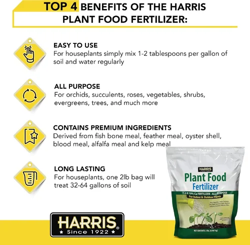 Vista 3 de Harris Fertilizante alimenticio prémium para plantas, promueve el crecimiento vigoroso de plantas de interior y exterior, 2 libras