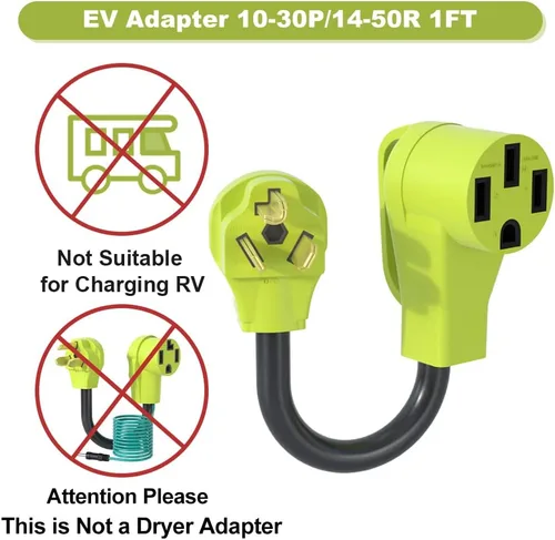 Vista 3 de Adaptador NEMA 10-30P a 14-50R EV, enchufe de secadora de 30 amperios a cable adaptador de cargador EV de 50 amperios, para carga de nivel 2