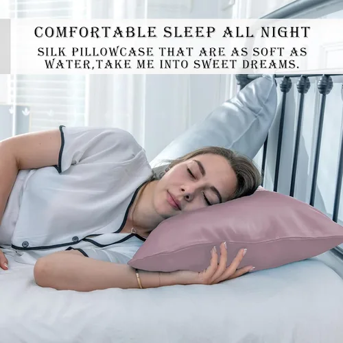 Vista 81 de Funda de almohada de seda para cabello y piel, suave, transpirable y sedosa, juego de fundas de almohada 100% tamaño estándar de 2 piezas, fundas