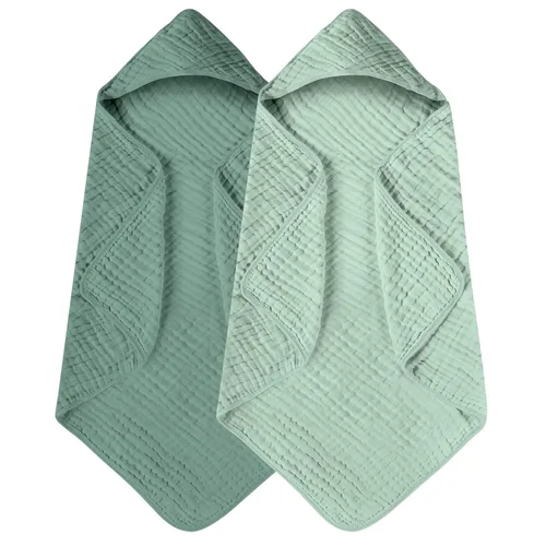 Vista 20 de Yoofoss - Paquete de 2 toallas de baño con capucha, 100% de muselina de algodón, para bebés y niños pequeños, suaves y absorbentes, esenciales