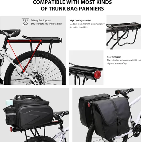 Vista 5 de Portabicicletas trasero Portabicicletas de carga, Portabicicletas universales, Soporte de equipo de ciclismo ajustable Footstock Soporte