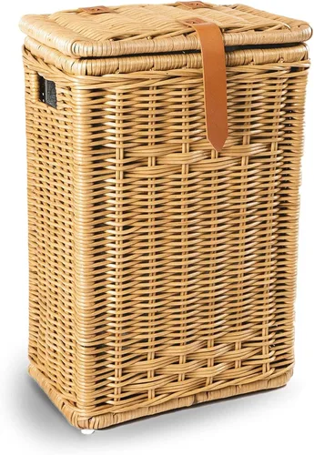Vista 6 de Cesto de basura de cocina de mimbre The Basket Lady con forro de metal, 16 pulgadas de largo x 10.5 pulgadas de ancho x 24 pulgadas de alto