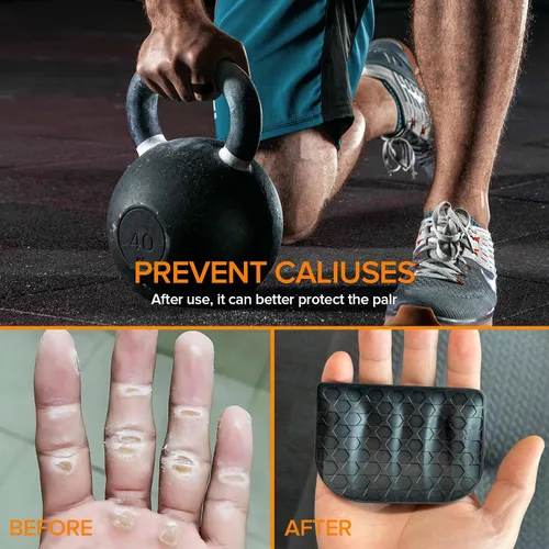 Vista 3 de FUNTOFUN Agarre de silicona antideslizante para gimnasio, almohadillas de goma para hombres y mujeres, guantes protectores ergonómicos de palma