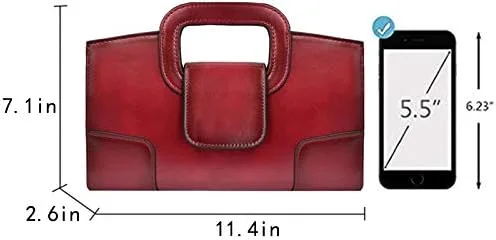 Vista 2 de Goclothod Bolso de mano con asa superior para mujer estilo vintage con solapa bandolera