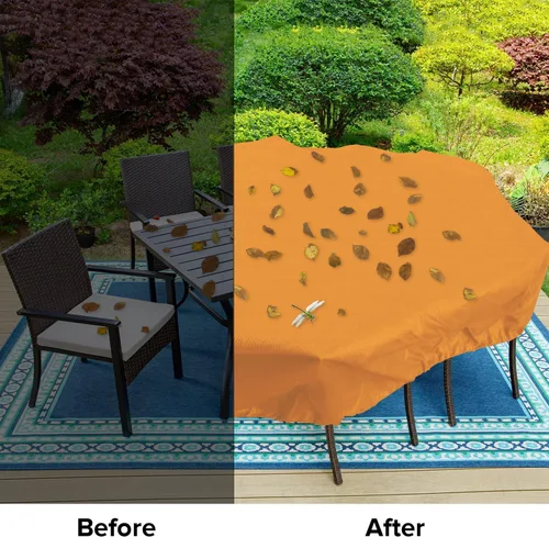 Vista 103 de Fundas para muebles de patio, impermeables, resistentes a los rayos UV, resistentes a los rayos UV, para exteriores, mesa redonda y rectangular
