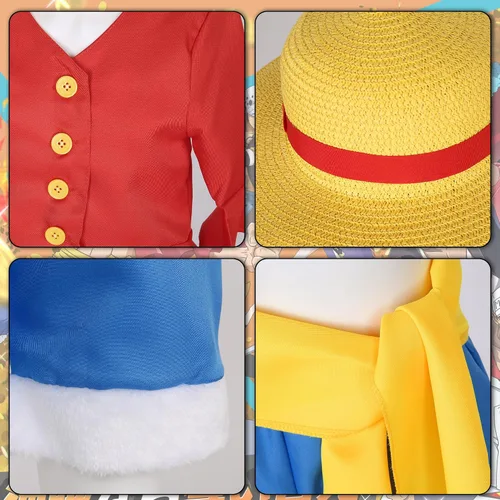 Vista 4 de Abrigo de anime para niños, disfraz de fiesta de Halloween, conjunto completo