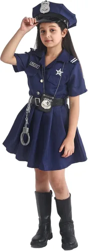 Vista 3 de Sersllta Disfraz de oficial de policía para niñas, disfraz de policía de Halloween