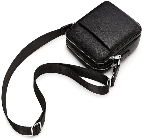 Vista 4 de Colins Keirs Bolsa de mensajero para hombre, correa ajustable casual, bolsa lateral para hombre, bolsa de hombro de cuero genuino para hombre, bolsa
