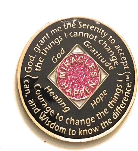 Vista 2 de 17 Year NA Bling Medallion - Rosa, destello, purpurina, chip, moneda, ficha