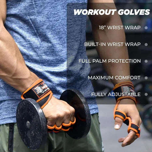 Vista 4 de ESTREMO Guantes de entrenamiento para hombres y mujeres, guantes de gimnasio para levantamiento de pesas para hombres con excelente agarre y soporte