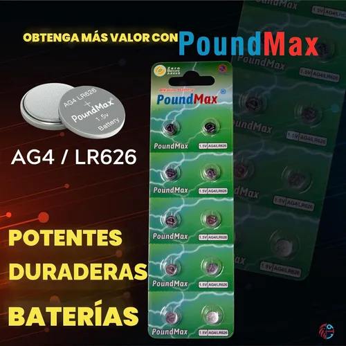Vista 6 de PoundMax AG4 LR626 Baterías 1.5v Batería alcalina de botón - 10