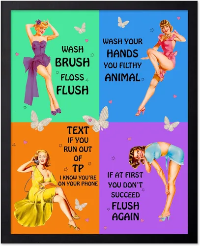 Vista 100 de Poster Master Pin Up Girl Poster - Better Late Than Ugly Print - Butterfly Art - Modern Art - Trendy Art - Gift for Men & Women - Funny Decor for