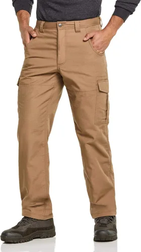 Vista 3 de CQR Pantalones tácticos de invierno para hombre, pantalones de trabajo térmicos para senderismo, pantalones cargo con forro polar para nieve y esquí