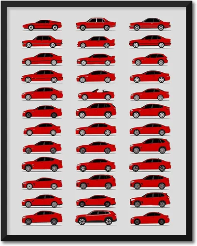 Vista 7 de Custom Car Posters Póster hecho a mano compatible con BMW M Car Poster Print Wall Art Decor of all BMW M Power Cars M3, M4, M5, M2, M6, M1 y más