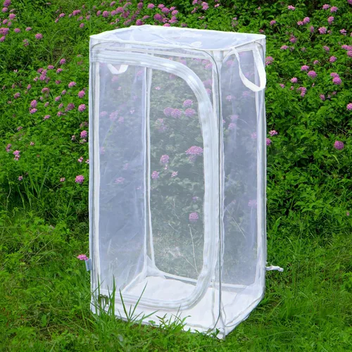 Vista 6 de Jaula grande de mariposa monarca de 30 pulgadas, hábitat de malla plegable resistente con protector de cremallera, recinto desplegable al aire libre