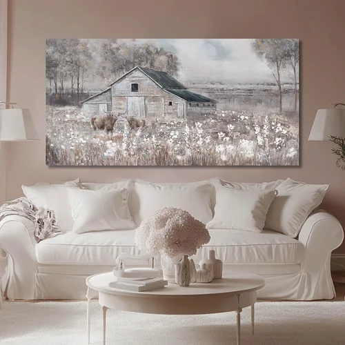 Vista 6 de SDYA Lienzo decorativo de paisaje para pared, impresiones fotográficas de animales, blanco y marrón, decoración para colgar en la pared, 24 x 48