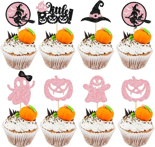 Vista 8 de Gyufise 1 pieza de decoración de pastel de cumpleaños con purpurina montada de terror clásico de Halloween para temática de terror sangriento