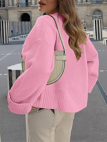 Vista 27 de LOGENE Suéter de gran tamaño para mujer, cuello redondo, manga larga, suave, mullido, suéter de punto 2025 para otoño e invierno