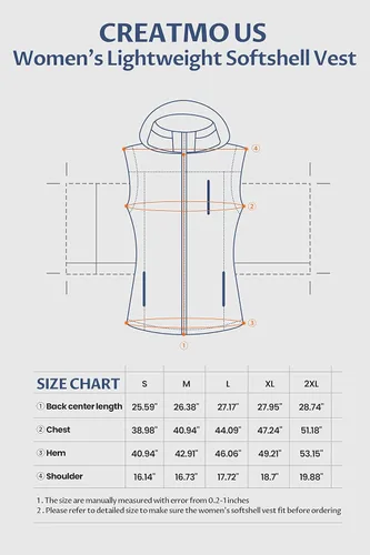 Vista 7 de CREATMO US Chaleco ligero de Softshell para mujer, chaqueta sin mangas cortavientos con capucha extraíble