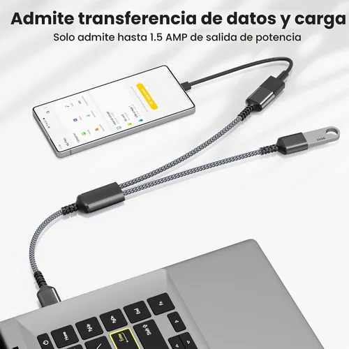 Vista 4 de Basesailor Divisor USB 1 en 2 Salida 1 FT, un adaptador macho a doble 1 in 2 out (negro)