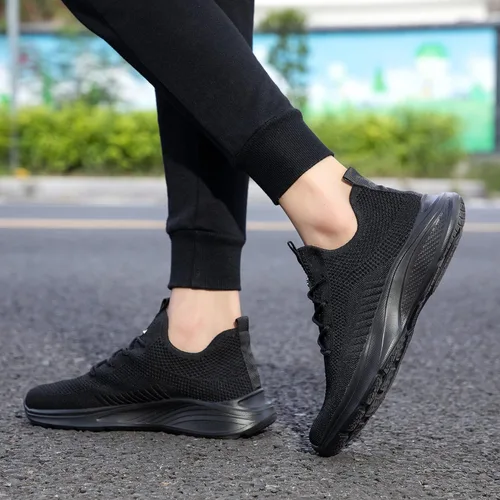 Vista 5 de VAMJAM Tenis de correr para hombre ligeros transpirables de punto volador de malla con cordones para caminar entrenamiento casuales deportivos