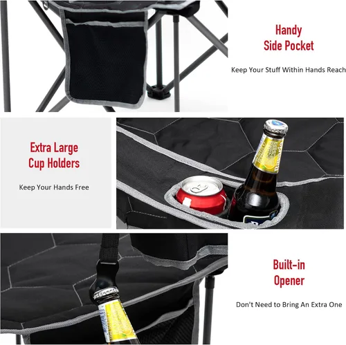 Vista 4 de SUNNYFEEL Silla de campamento de gran tamaño para adultos grandes y altos, silla de campamento plegable resistente que soporta 500 libras, silla