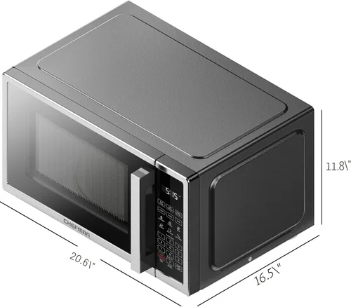 Vista 6 de [Usado] Horno microondas de sobremesa Chefman 1,1 pies cúbicos de acero inoxidable digital de 1000 vatios con 6 menús automáticos, 10 niveles