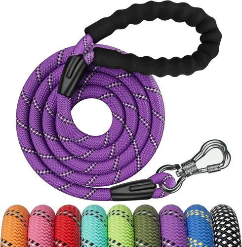 Vista 7 de NTR Correa de perro de 3 pies resistente, Correas de perro de cuerda verde con gancho giratorio y con candado y mango acolchado cómodo, Correa