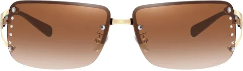 Vista 2 de Fozono Gafas de sol Y2K de moda para mujer lentes de sol rectangulares sin montura Y2K gafas de sol estéticas de moda