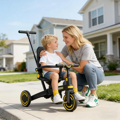 Vista 9 de WinHope Triciclo de empuje 9 en 1 para niños pequeños de 1 a 3 años, triciclo convertible para niños con asa de empuje y cinturón de seguridad