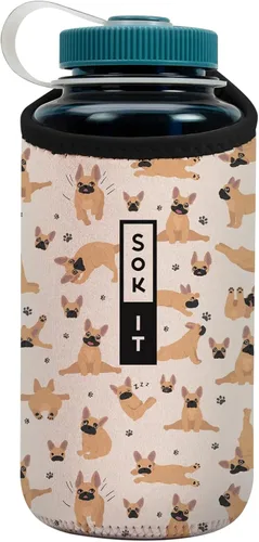 Vista 185 de Sok It BotlSok Funda para botella de agua con cubierta de neopreno aislante (Floral abstracto, se ajusta a CamelBak o Nalgene de 12 onzas)