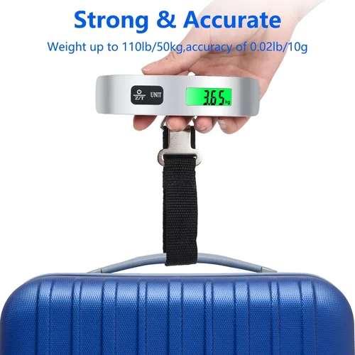 Vista 5 de VIGIND Báscula digital de equipaje, báscula electrónica portátil de equipaje de mano, báscula de maleta con sensor de temperatura y capacidad de 110