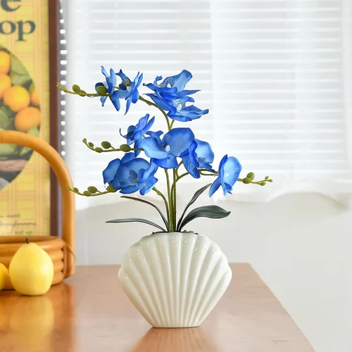 Vista 5 de Phalaenopsis de seda de orquídea azul de 16 pulgadas en maceta