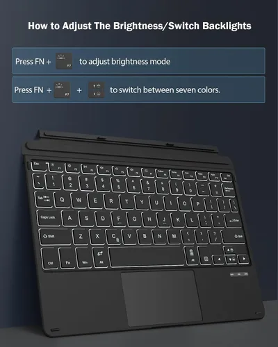 Vista 5 de MoKo Teclado para Surface Go 4 2023/ Go 3 2021/ Go 2 2020 / Go 2018, negro