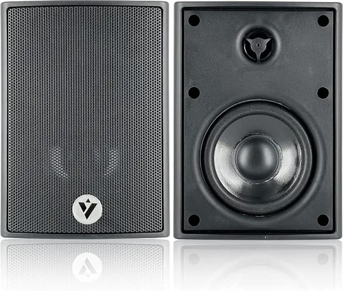 Vista 4 de VOYZ Altavoces montados en la pared de 2 vías para diversión en interiores y exteriores - Altavoces de 100 W de alto rendimiento con woofer de cono