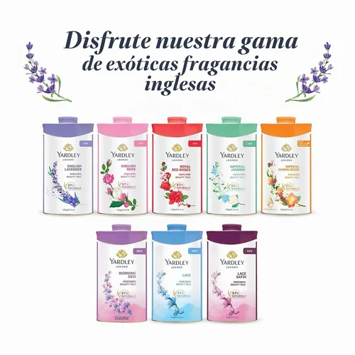 Vista 7 de Talco desodorante perfumado Yardley London con lavanda inglesa, polvo de talco 100gm, 3.5 onzas