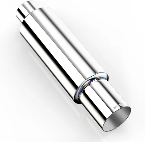 Vista 10 de MZS Silenciador de escape, punta de escape recta de acero inoxidable de 15" de longitud, entrada de 2", salida de 3", universal para vehículos tipo