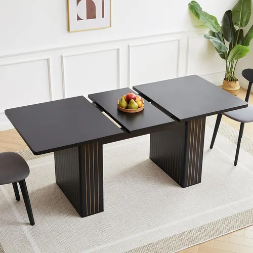 Vista 15 de weselon Mesa de comedor extensible de 42 a 105 pulgadas para 4 a 12, mesa de comedor ovalada expandible con base de pedestal estriada y pata