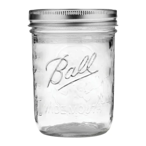 Vista 3 de Ball 8 tarros de vidrio transparente 16 oz. Tarros con tapas y bandas Pinta