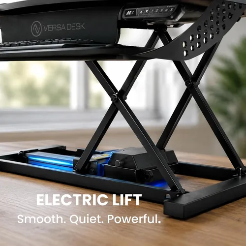 Vista 7 de VERSADESK PowerPro Elite - Convertidor de escritorio eléctrico ajustable de 36 pulgadas con controlador programable y concentrador USB. Aplicación