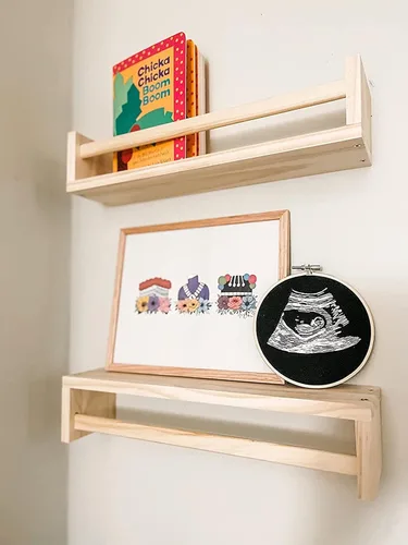 Vista 6 de Gneric Estantes flotantes para pared, estantes de libros Burlywood para guardería, estantería infantil de 15.7 pulgadas, estantes de pared