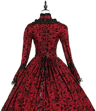 Vista 5 de CountryWomen 18th Century Women's Rococo Ball Gown Printing Costumes Long Gothic Victorian Dress Masquerade Theme Dresses