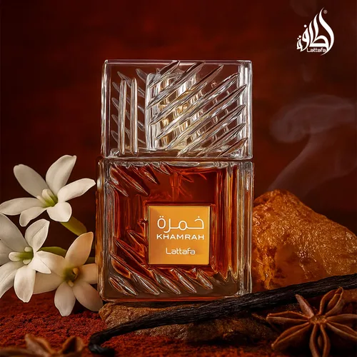 Vista 6 de Lattafa Khamrah - Vainilla, picante cálido, ámbar, canela - Perfume Eau de Parfum de larga duración para unisex, 3.40 onzas / 100 ml
