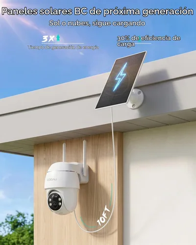 Vista 4 de COOAU 2.5K/4MP cámaras de seguridad solares inalámbricas al aire libre