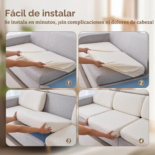 Vista 6 de Fundas de cojín para sofá impermeables, fundas elásticas para sofá modular en forma de L, fundas de cojín lavables y antideslizantes, fundas de sofá