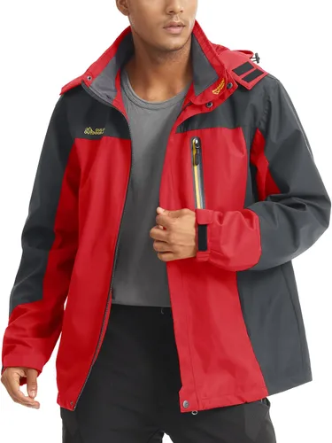 Vista 3 de MAGCOMSEN Men's Hooded Windproof Water Resistant Rain Jacket Windbreaker 5 Pockets for Hiking,Fishing,Runing