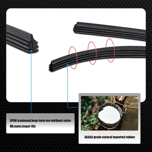 Vista 6 de Pack-4 Repuesto de limpiaparabrisas de 26 pulgadas, repuesto de limpiaparabrisas de automóvil negro, de silicona universal, sin marco