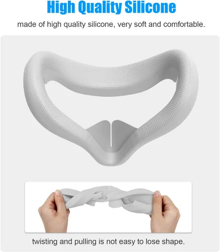 Vista 3 de LEABBY VR Silicone Face Cover Compatible with Oculus Quest 2Light-Thin VR Face PadsWaterproof Anti-Dirty Replacement Facial Cushion VR Pads