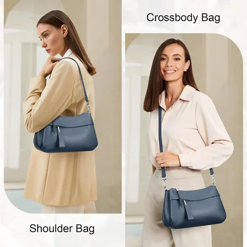 Vista 35 de Over Earth Genuine Leather Crossbody Bags for Women Small Hobo Handbags Shoulder Purses with 2 Detachable Straps