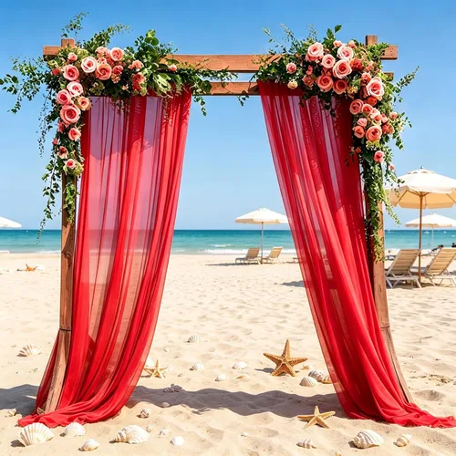 Vista 14 de DUOBAO Cortina de gasa rosa, 2 paneles de 29 x 96 pulgadas, cortinas de telón de fondo de boda, cortinas de playa transparentes para sala de estar